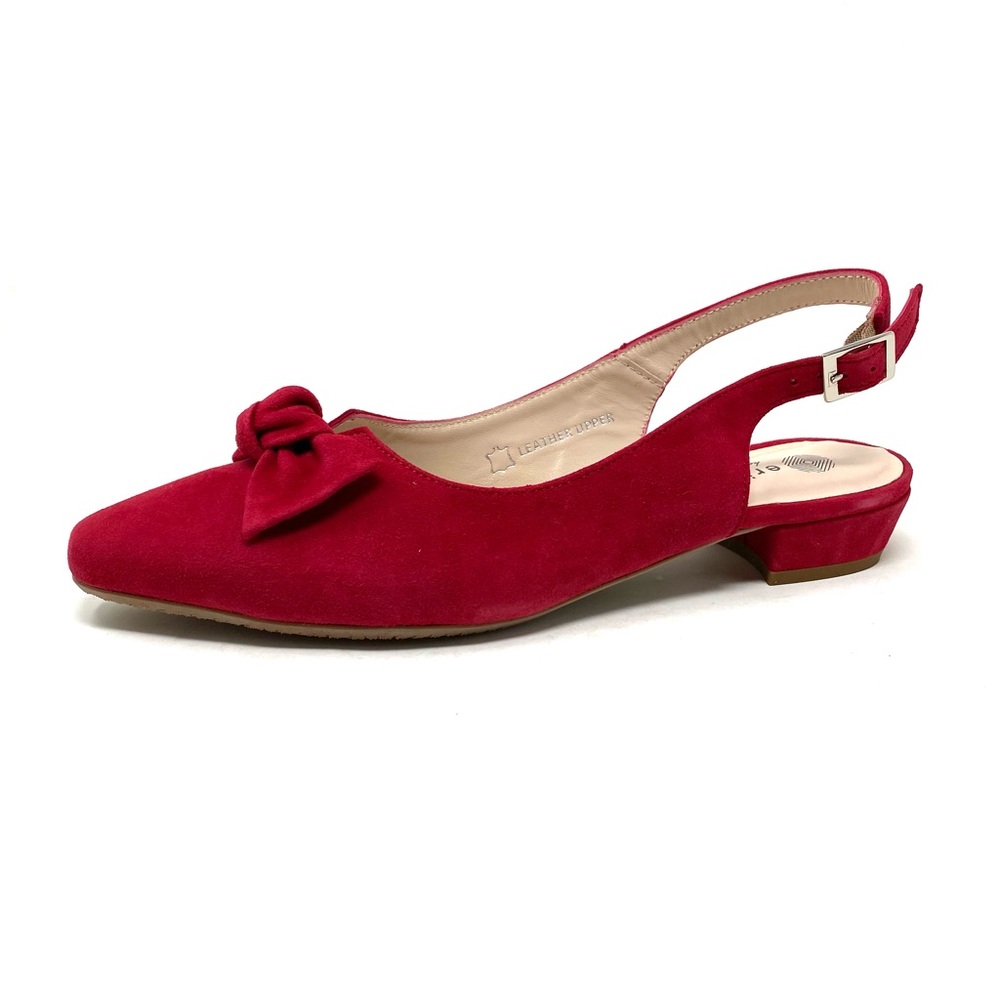 ERIC MICHAEL Melody Red Suede Slingback Pointed Toe Low Heel Pump